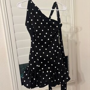 Peppermayo Black and White Polka Dot Mini Dress